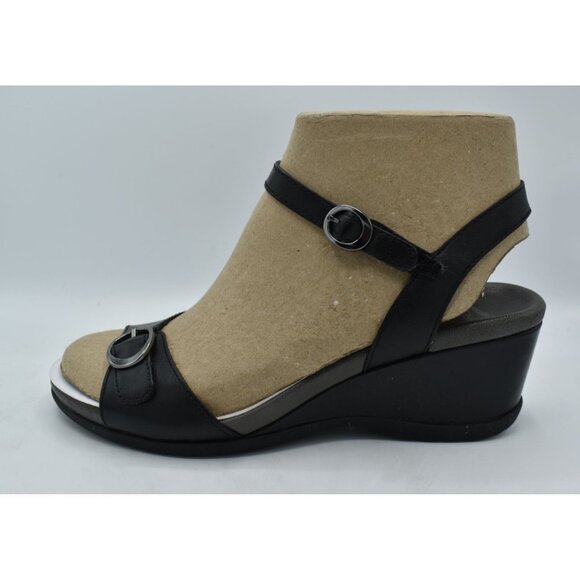 Dansko Womens Size EU 41 US 10.5-11 Arielle Black Glazed Leather Wedge Sandals - Picture 10 of 13